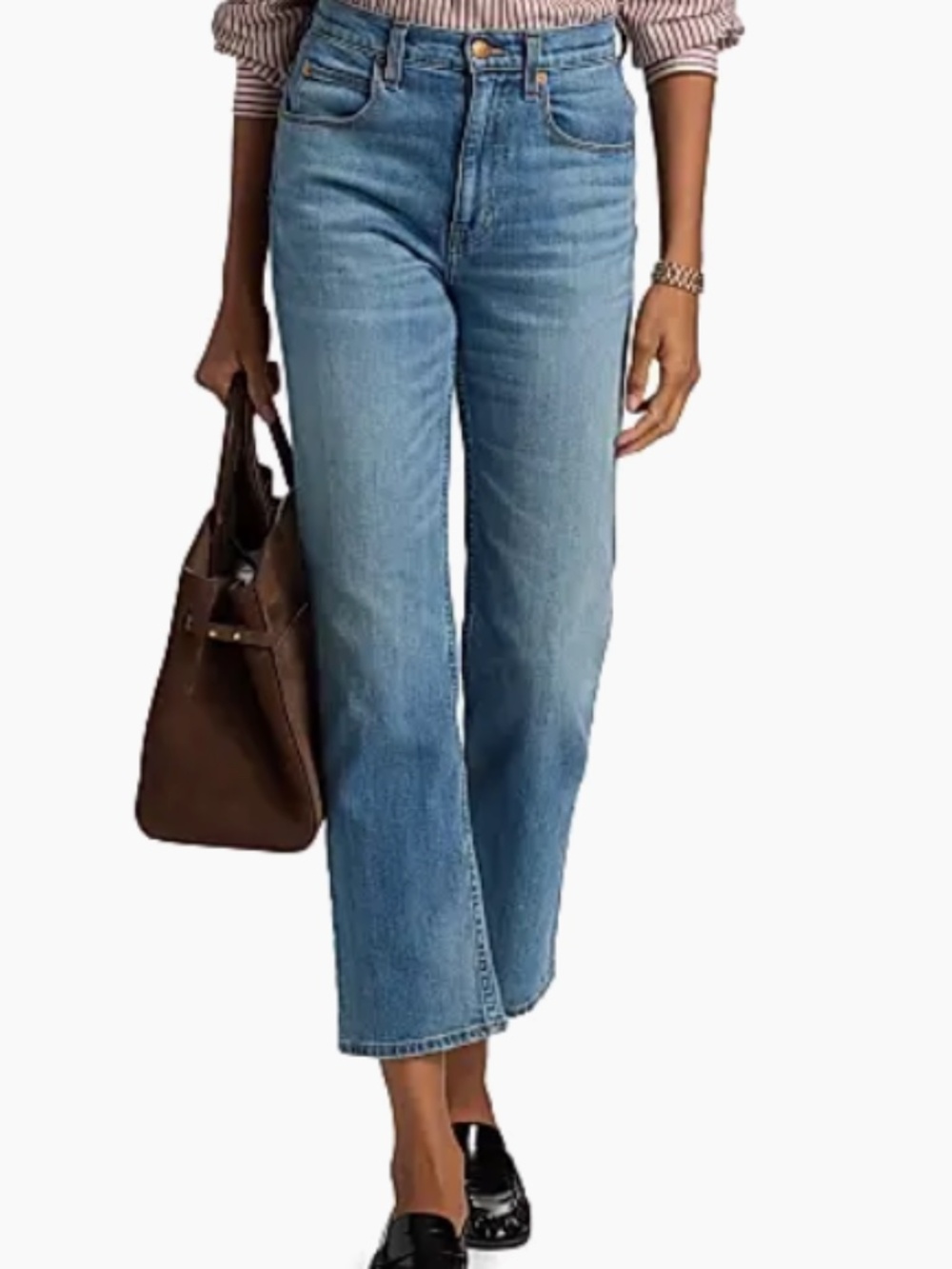 High-Rise Medium Blue Straight-to-Slight Flare Jeans - Picture 2 of 11